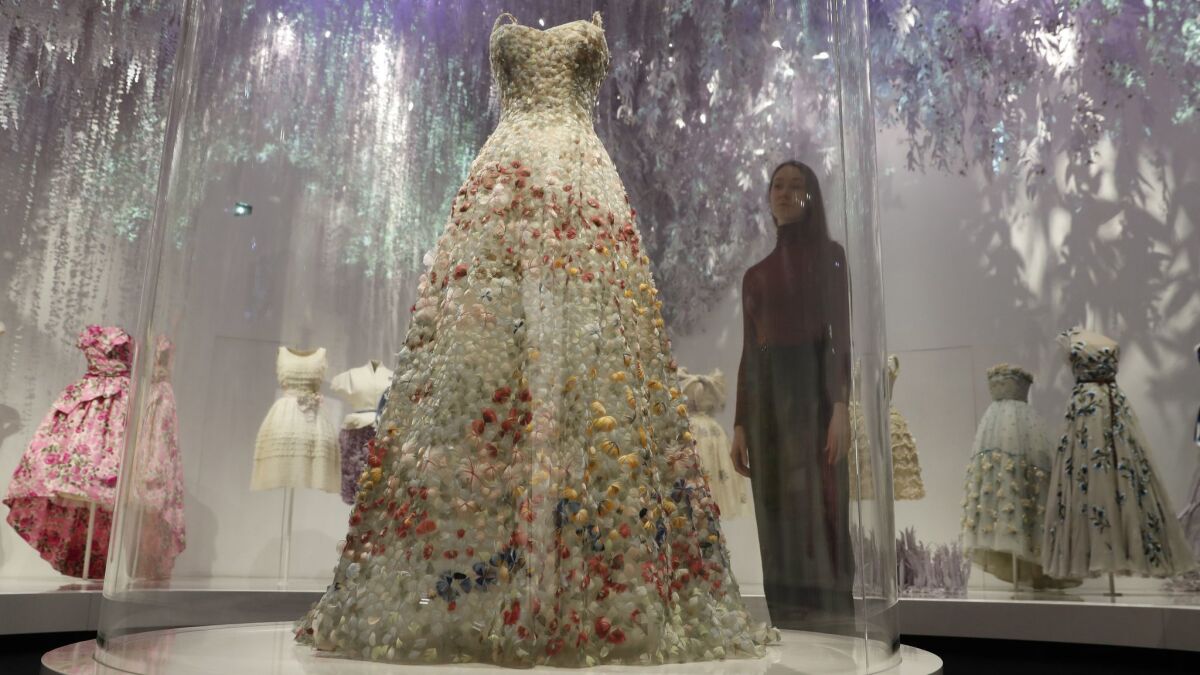 A Christian Dior design by Maria Grazia Chiuri from the haute couture spring/summer 2017 collection is displayed at the V&A Museum in London.