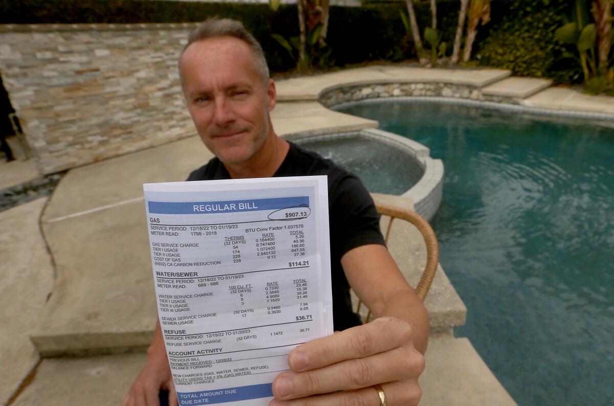 Long Beach resident Brent Eldridge, 48, received a $907.13 gas bill in January. 