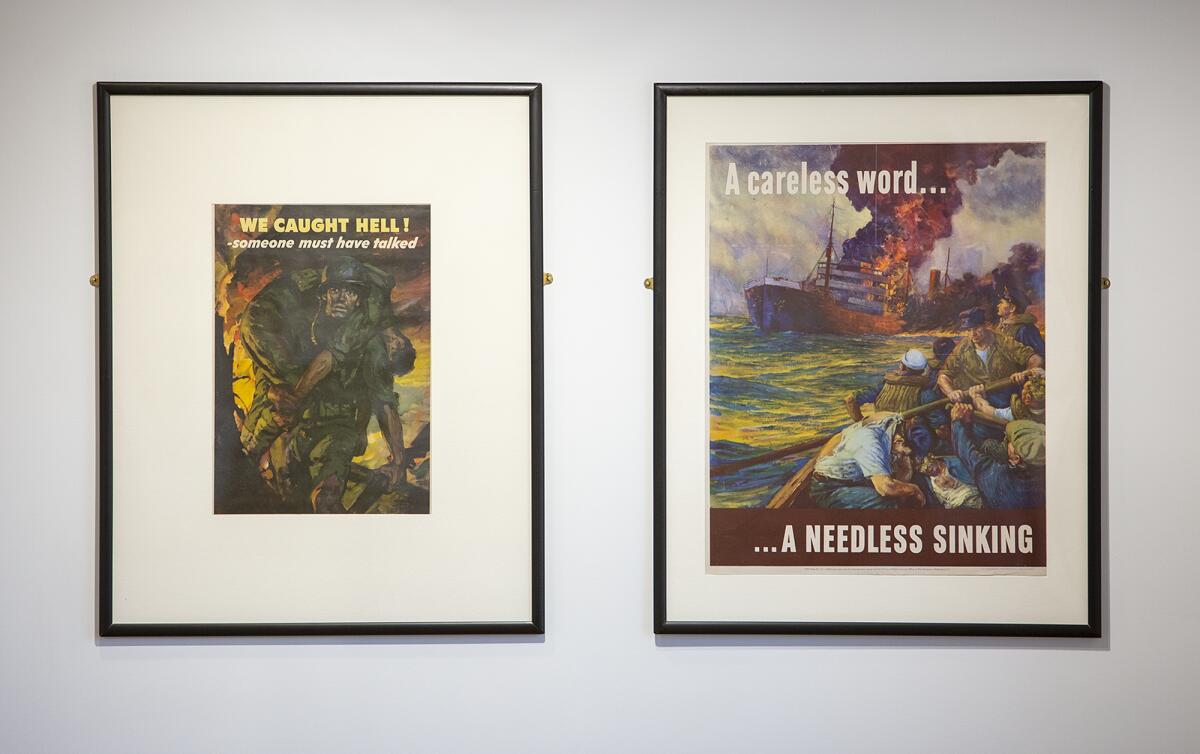 These are some of messages on display at Heroes Hall at the OC Fair & Event Center as part of the new exhibit "Fighting on the Home Front: Propaganda Posters of World War II."