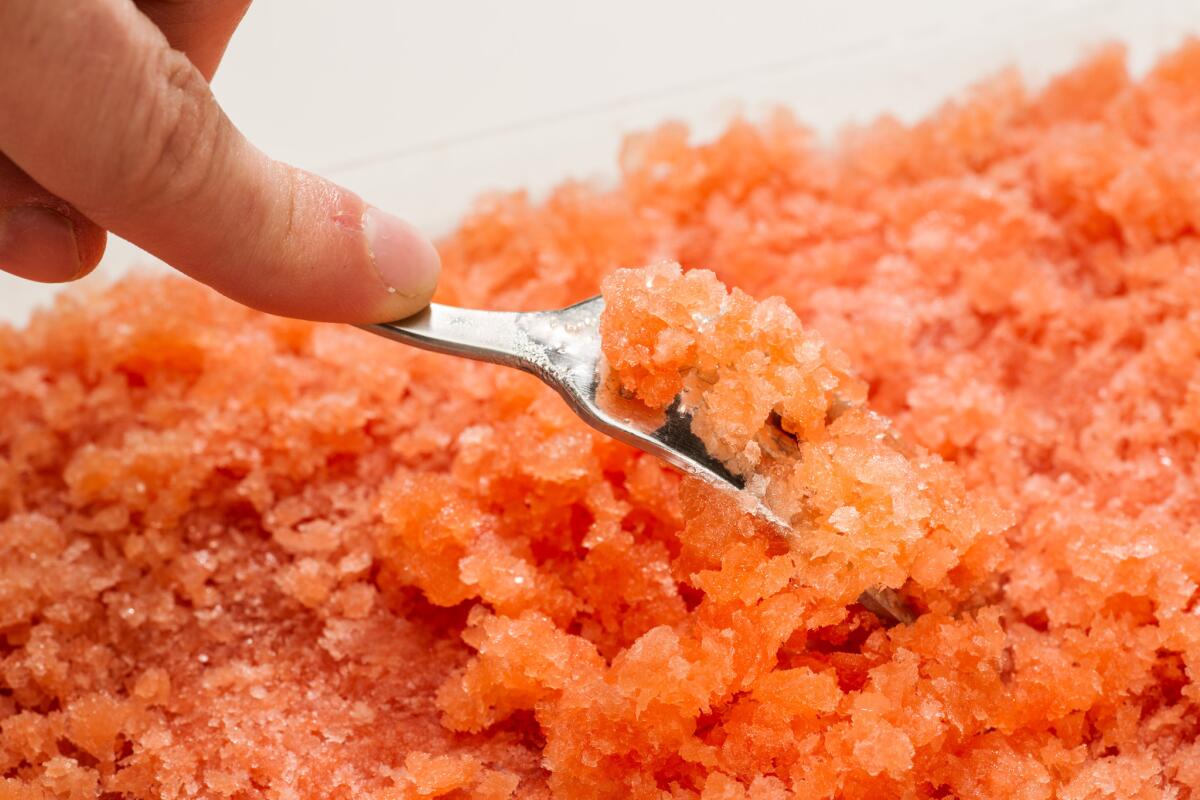 LOS ANGELES, CALIF. -- WEDNESDAY, MAY 13, 2015: Tangerine Granita, photographed in the Los Angeles Times Test Kitchen, in Los Angeles, Calif., on May 13, 2015. (Marcus Yam / Los Angeles Times)