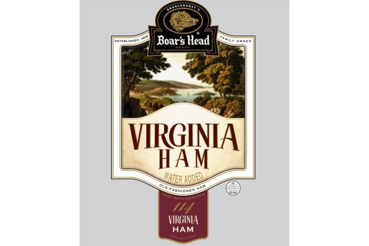  product label for Boar's Head Virginia Ham meat
