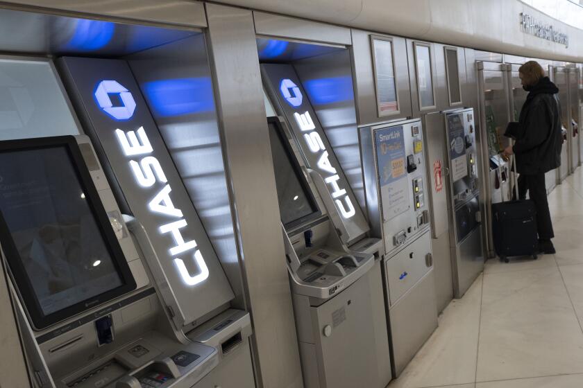 Chase Bank ATMs are shown in New York. 