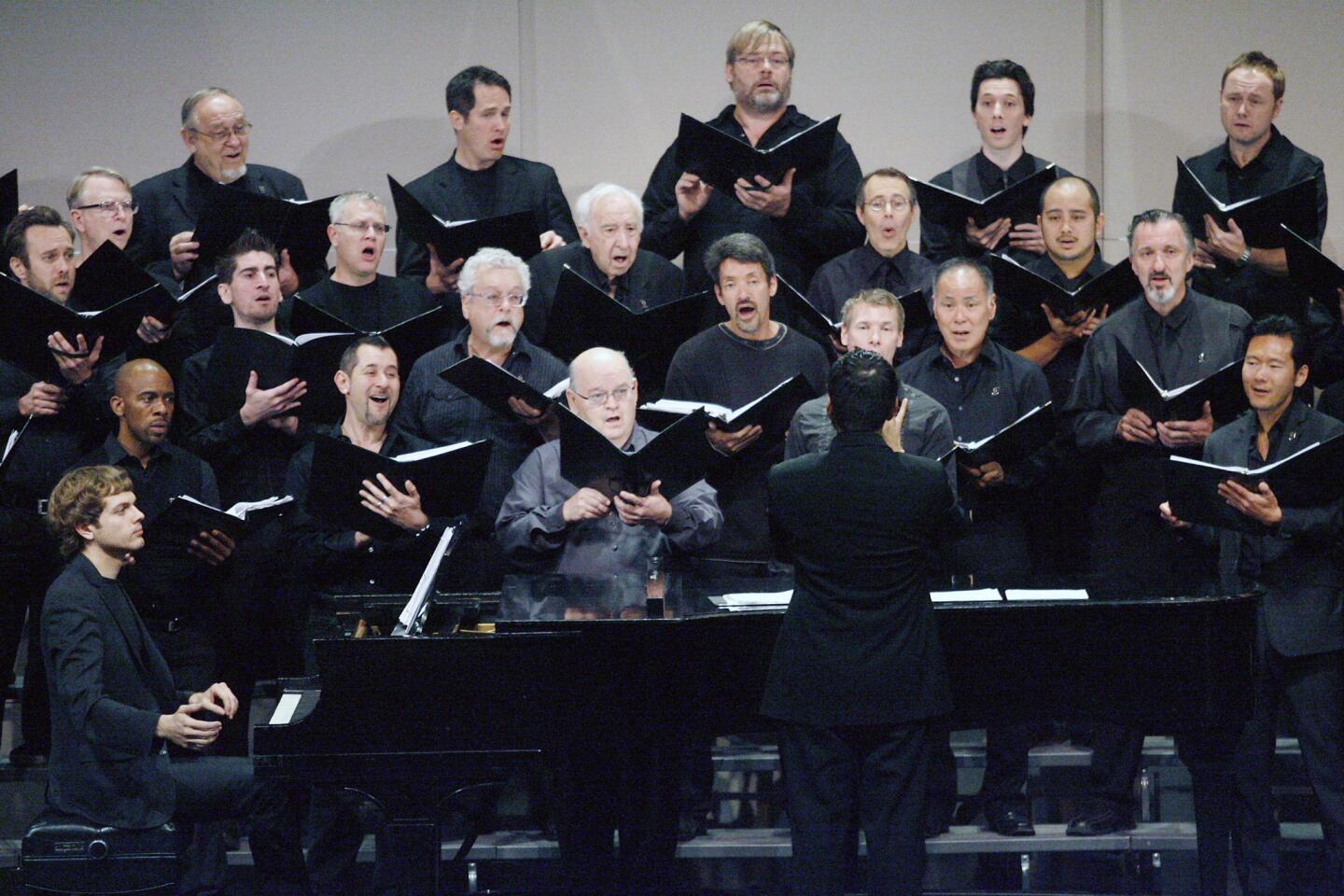 Members of the Gay Men's Chorus of Los Angeles perform at Glendale High School on Thursday, March 15, 2012. There are 215 members in the choir and was founded in 1979. They will be performing March 24 and 25 at the First Congregational Church in Korea town. Levi Kreis and John West will be featured in the performance as well.