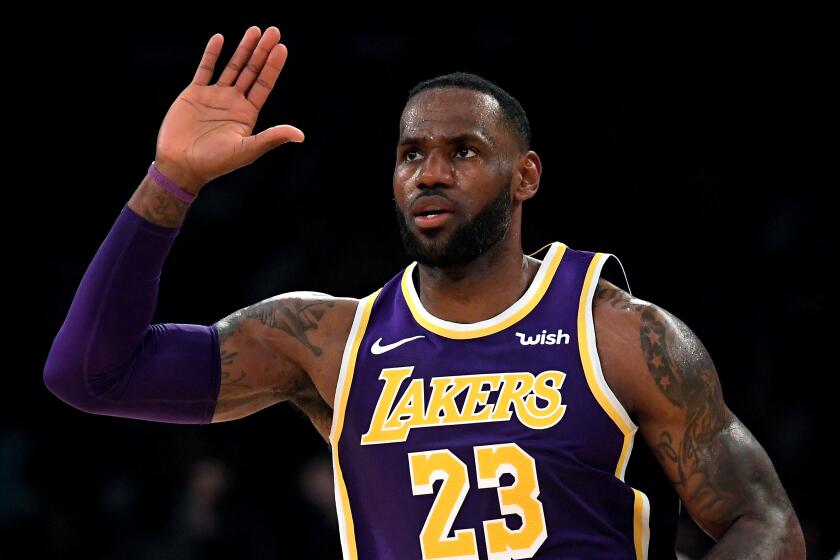 LOS ANGELES, CALIFORNIA - NOVEMBER 13: LeBron James #23 of the Los Angeles Lakers celebrates his dunk during a 120-94 Lakers win over the Golden State Warriors at Staples Center on November 13, 2019 in Los Angeles, California. NOTE TO USER: User expressly acknowledges and agrees that, by downloading and/or using this photograph, user is consenting to the terms and conditions of the Getty Images License Agreement. (Photo by Harry How/Getty Images)