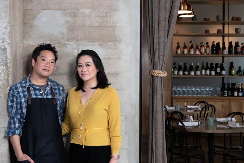 SANTA MONICA, CA-April 26, 2019: Cassia chef Bryant Ng and his business partner and wife, Kim Luu-Ng on Friday, April 26, 2019. (Mariah Tauger / Los Angeles Times)