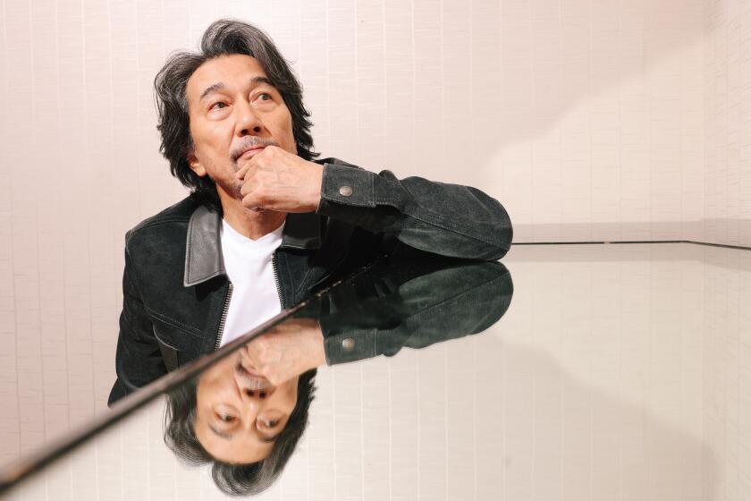 Los Angeles, CA - October 09: Koji Yakusho, the star of the new Wim Wenders film, "Perfect Days," a bittersweet, poetic tale of a toilet cleaner who enjoys listening to rock music, poses for a portrait at the Four Seasons Hotel on Monday, Oct. 9, 2023 in Los Angeles, CA. (Dania Maxwell / Los Angeles Times)