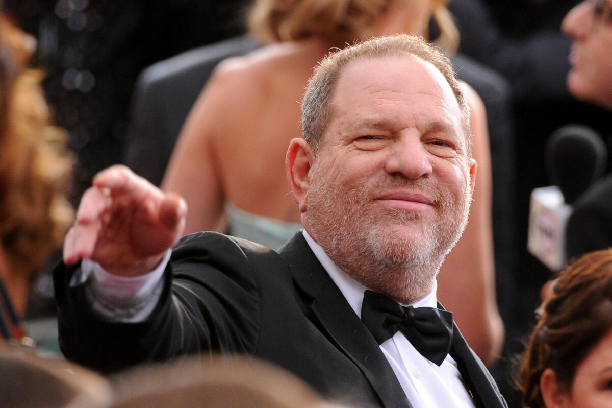 Harvey Weinstein arrives at the Oscars at the Dolby Theatre in Los Angeles.