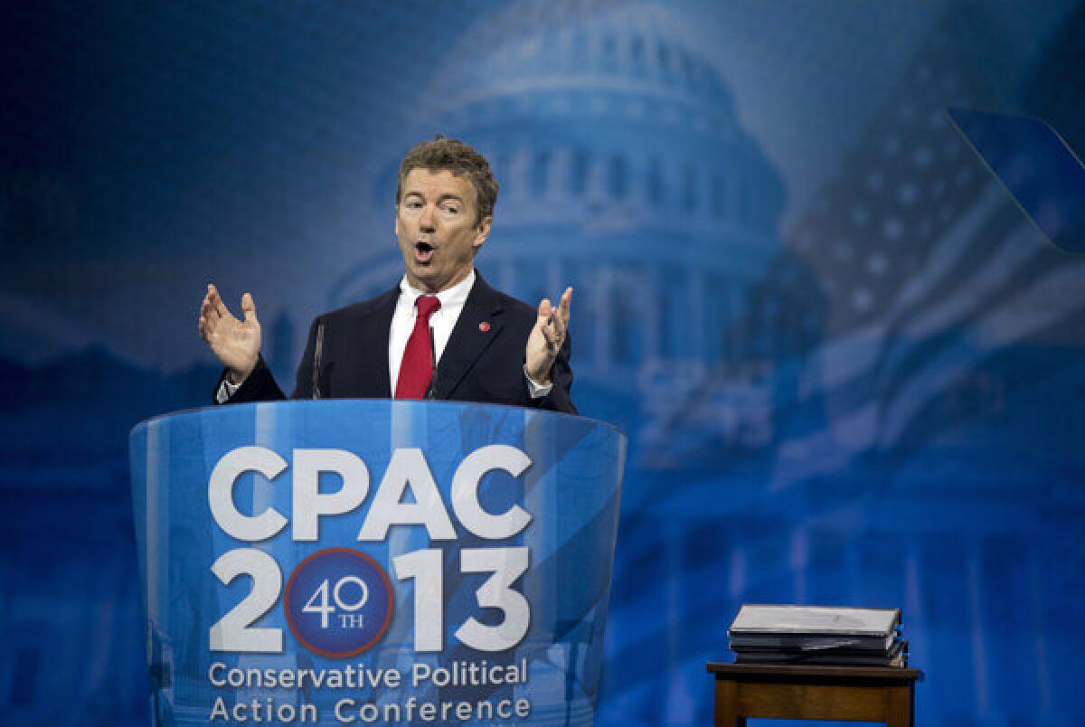Sen. Rand Paul(R-Ky.) speaks at the 40th annual Conservative Political Action Conference in National Harbor, Md.