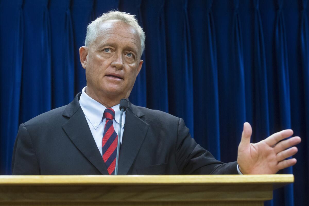 Hamilton County Prosecutor Joseph Deters announces murder and manslaughter charges against University of Cincinnati police Officer Ray Tensing on Wednesday, July 29, 2015, in Cincinnati, for the traffic stop shooting death of motorist Samuel DuBose.