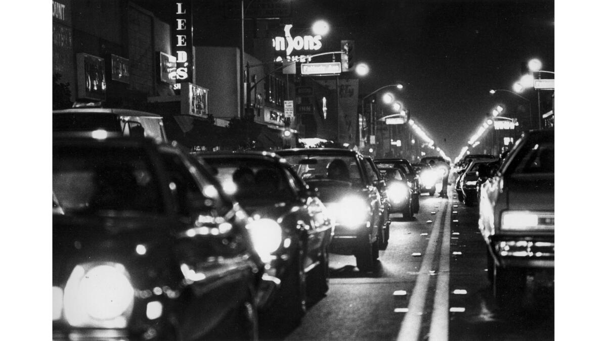 August 1979: Whittier Boulevard crowded with cars on a Saturday night.