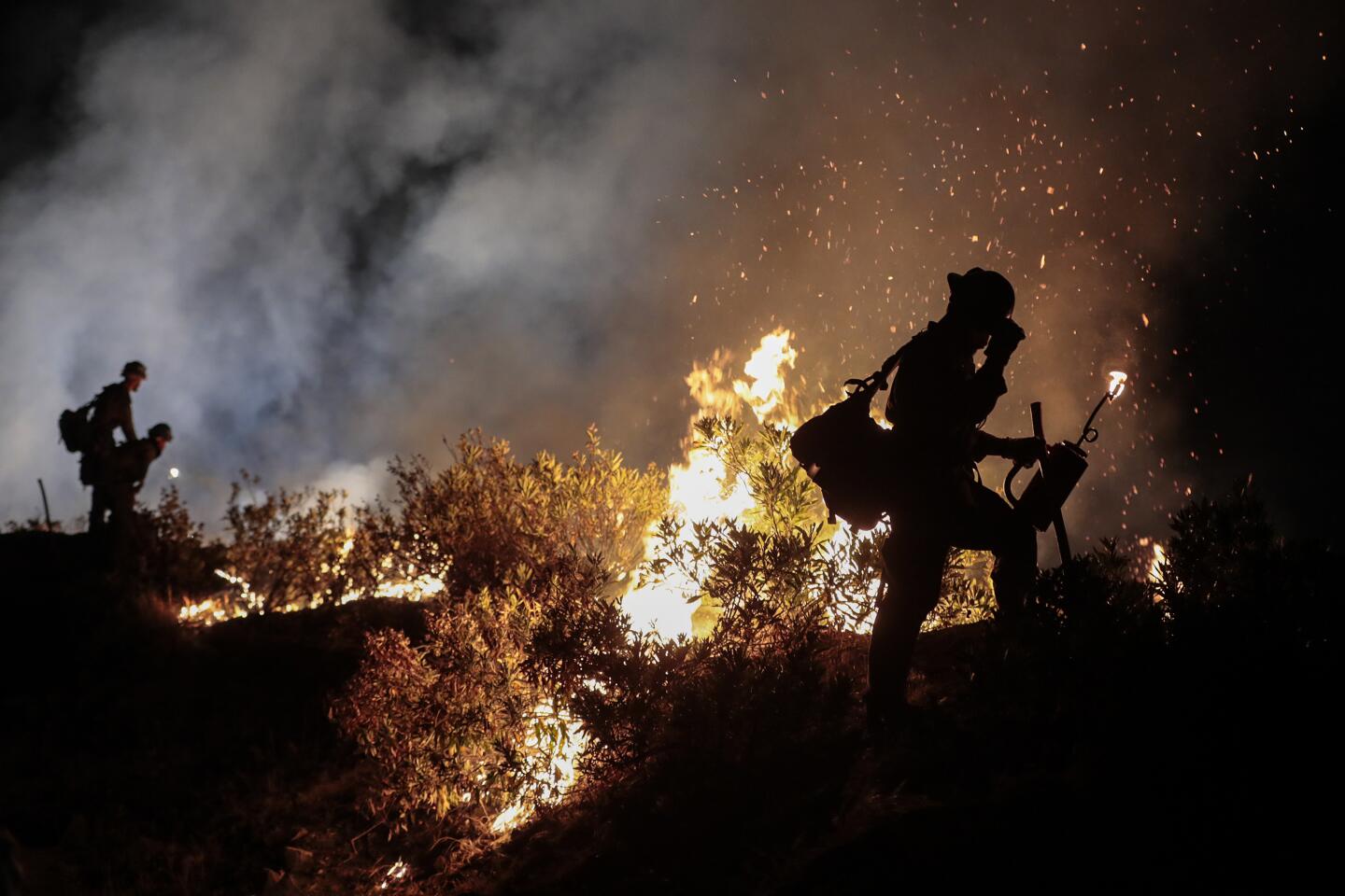 A hot shot crew battles the Bobcat fire
