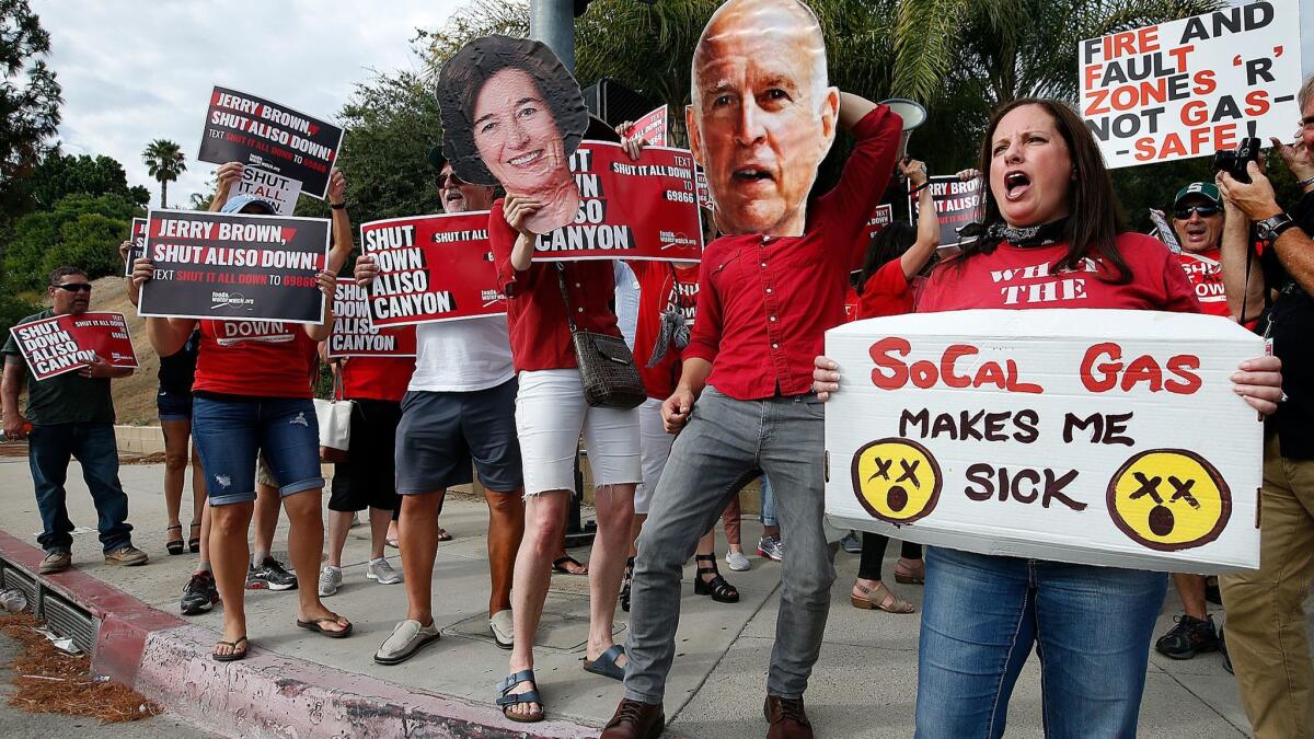 Protesters rally in Porter Ranch on Monday to oppose the reopening of the Aliso Canyon storage facility.