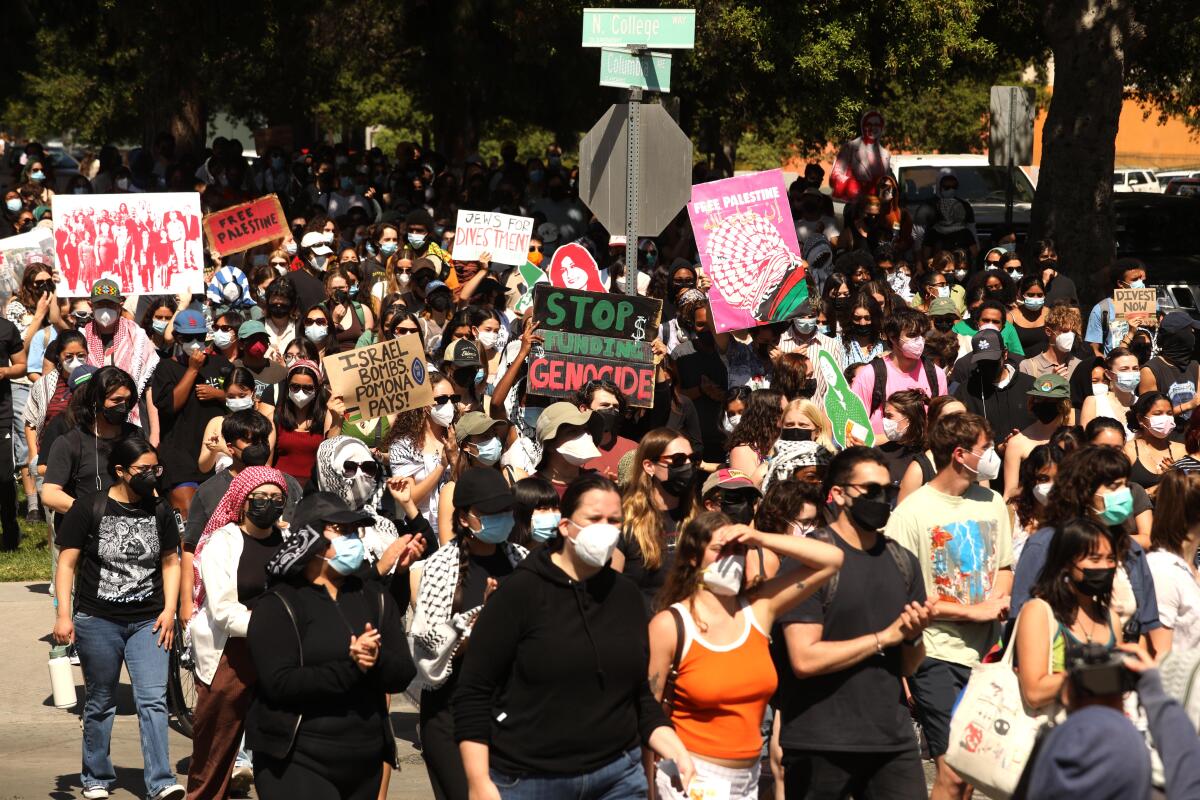 Pro-Palestinian protests roil elite Pomona College - Los Angeles Times