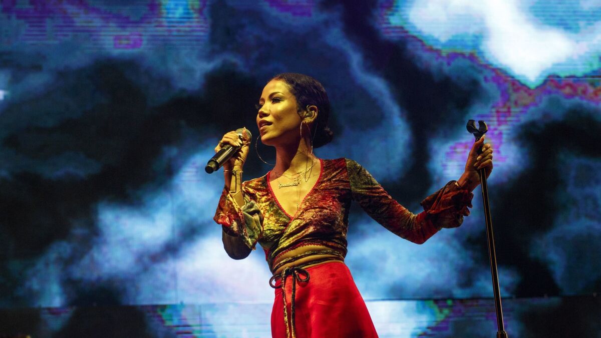 Jhené Aiko at a 2017 concert at Staples Center.