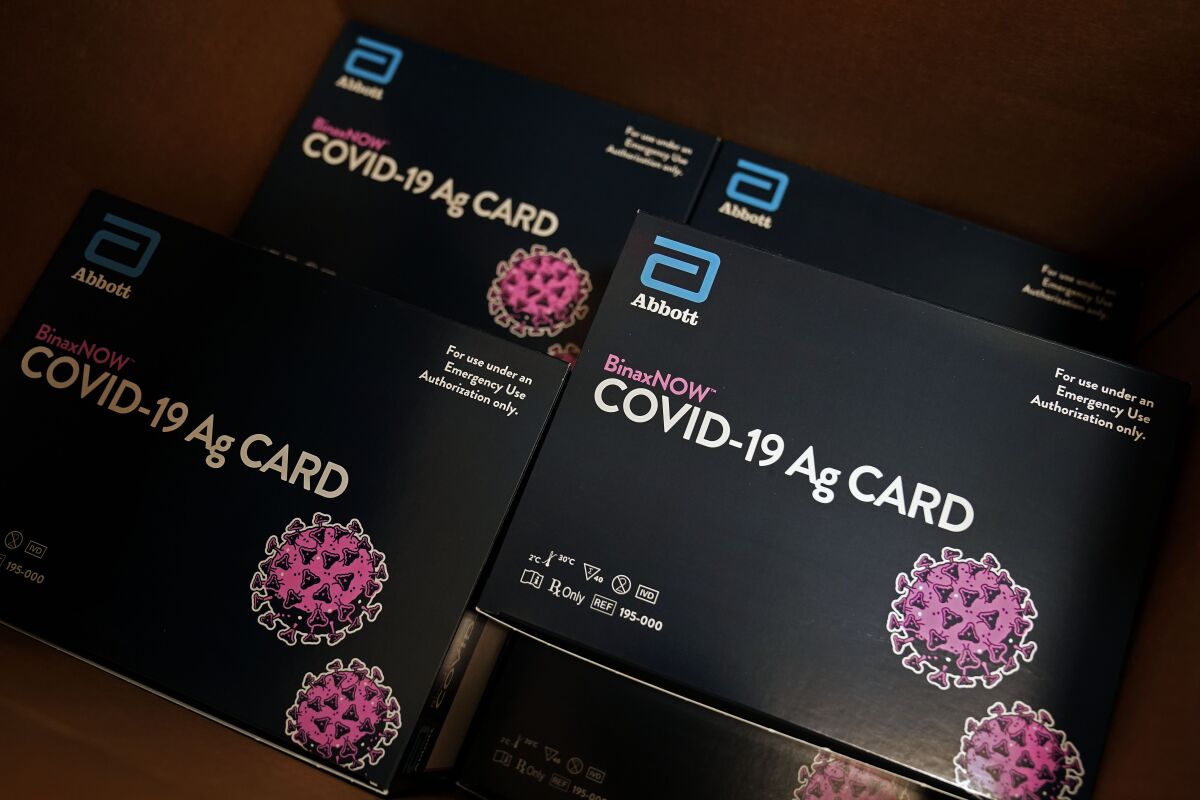 A box of coronavirus tests are ready for use