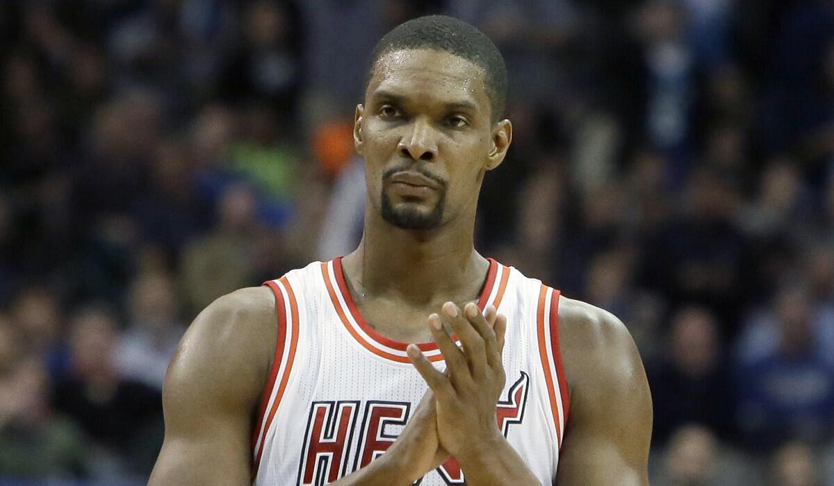 Chris Bosh plays for Miami on Feb. 3.