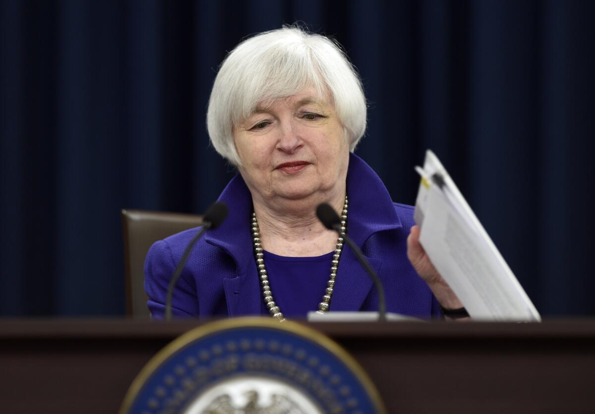 Federal Reserve Chairwoman Janet L. Yellen after holding a news conference in Washington on Dec. 16.