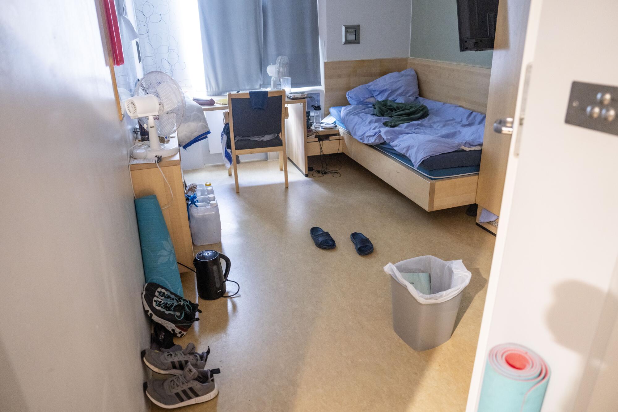 A cell inside Halden prison in Norway includes a window and a private bathroom. 