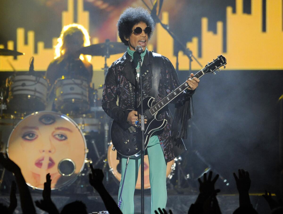 Prince performs at the Billboard Music Awards at the MGM Grand Garden Arena in Las Vegas on May 19, 2013.