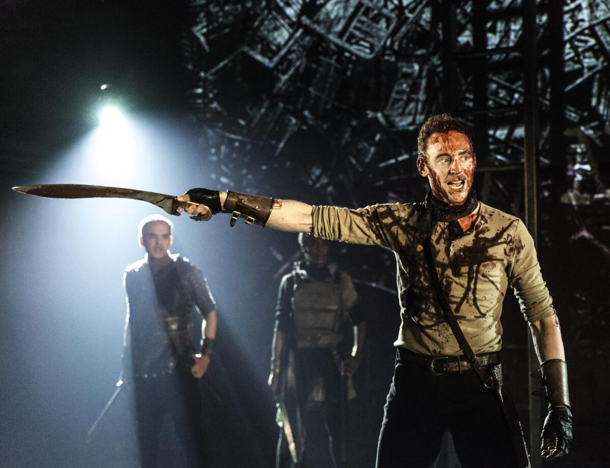 Tom Hiddleston as 'Coriolanus' at the Donmar Warehouse in 2013. (Johan Persson)