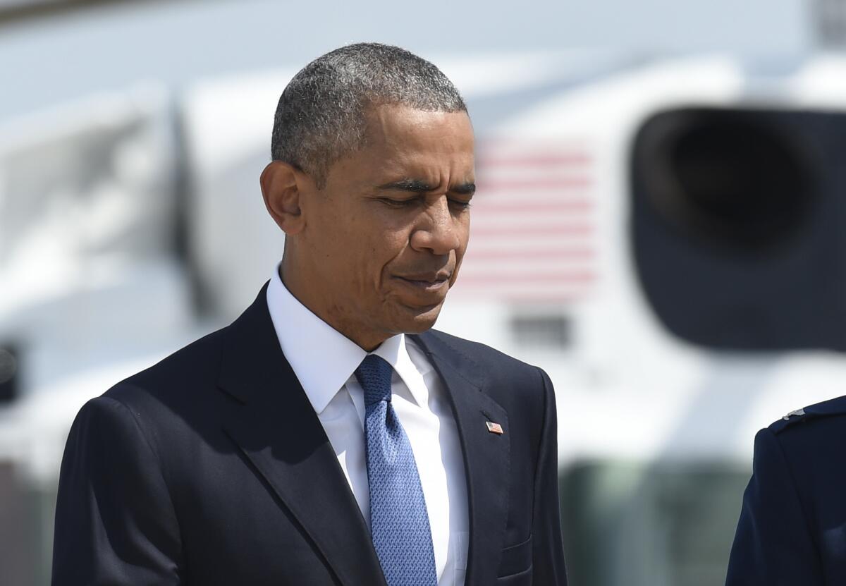 President Obama heads Tuesday to Air Force One at Andrews Air Force Base in Maryland.