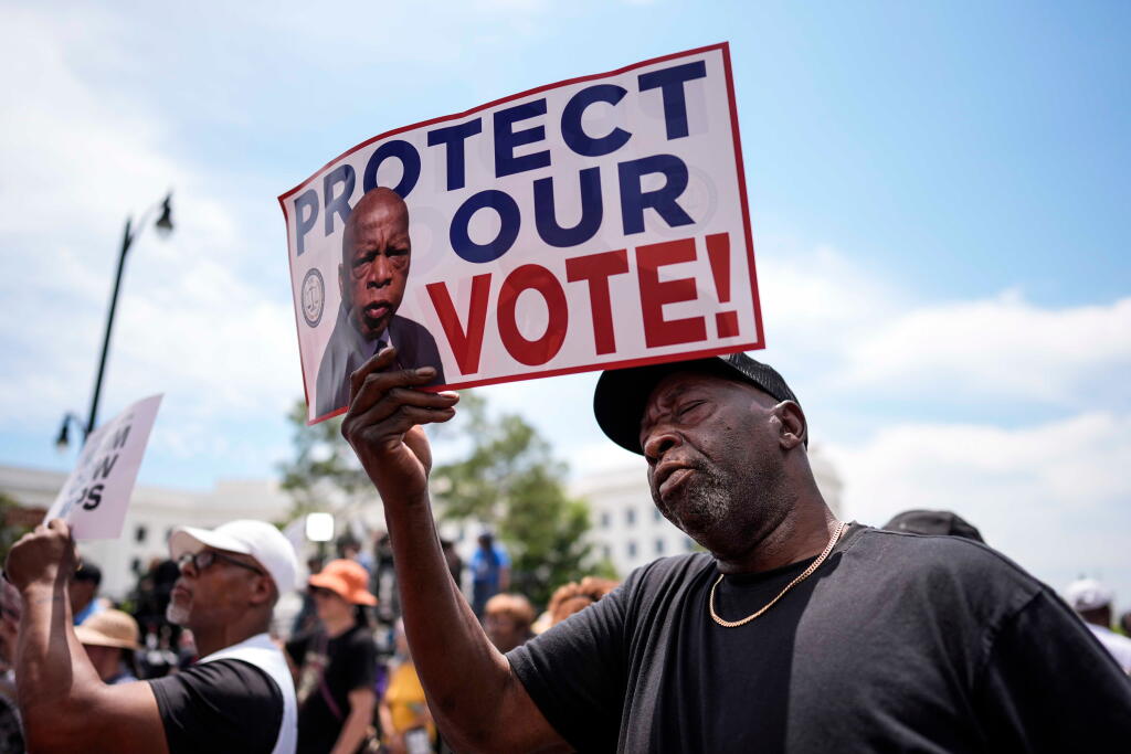 Civil Rights Rally Button In Montgomery, thousands rally to defend voting rights - Los Angeles Times