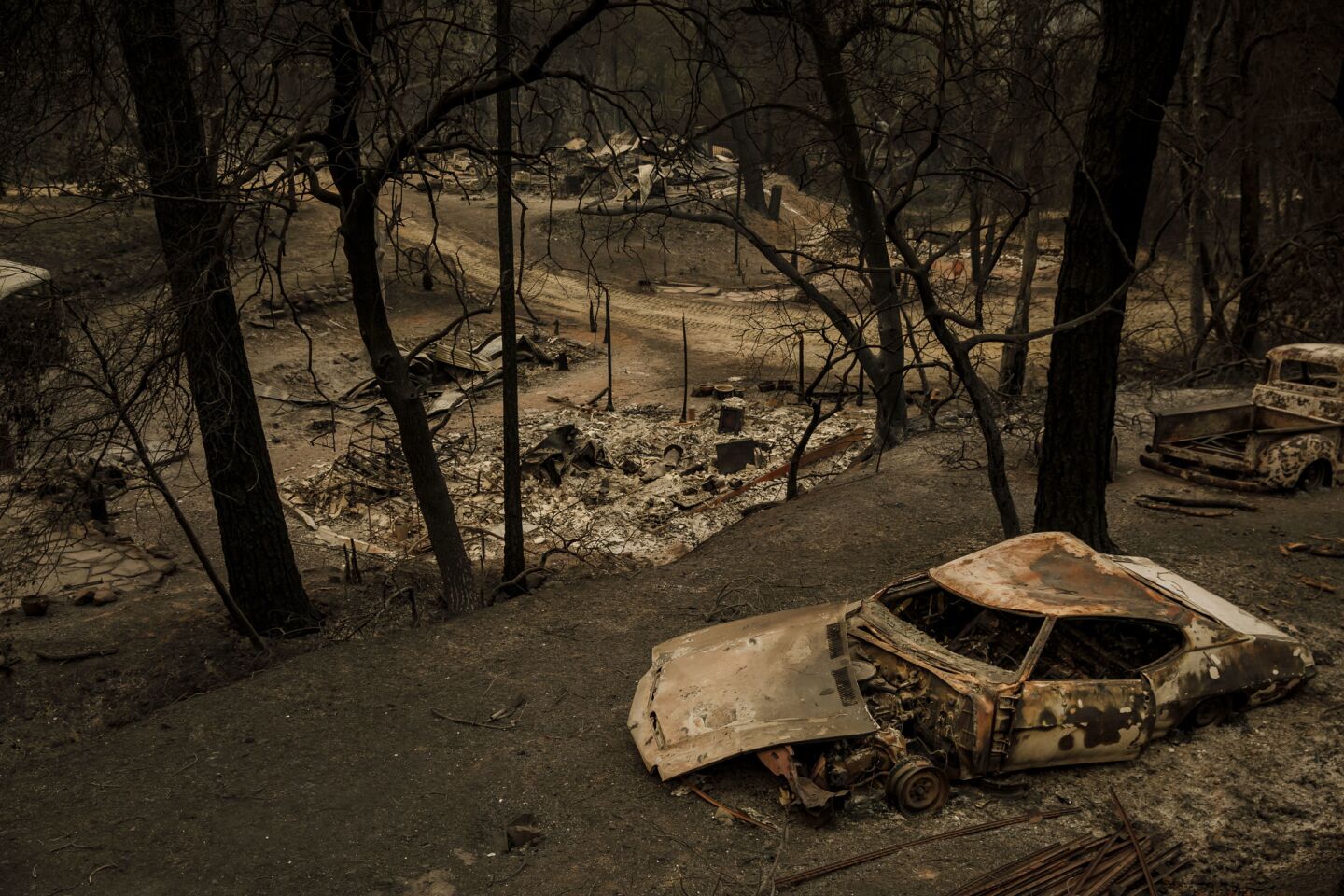 The Carr fire swept through and destroyed property and structures in Shasta, Calif.