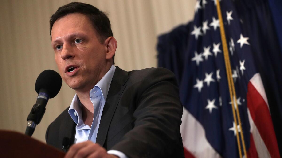Peter Thiel is cofounder of Palantir Technologies, a secretive Silicon Valley data-mining company.