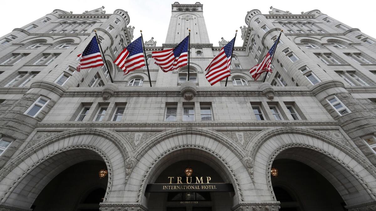 The arched facade of the Trump International Hotel in Washington, D.C.