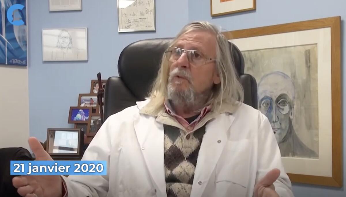 Didier Raoult, the French scientist whose claims for chloroquine treatment helped place it on the radars of President Trump and Dr. Oz, in a video recorded at his Marseille institute on Jan. 21.