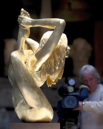 British artist Marc Quinn unveiled his solid gold sculpture of supermodel Kate Moss at the British Museum in London, Oct. 2, 2008.
