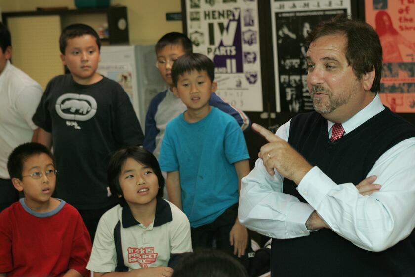 Rafe Esquith teaching his fifth-grade class at Hobart Elementary School in 2005.