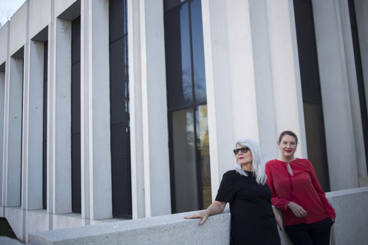 Monika Sprüth, left, and Philomene Magers at their new Sprüth Magers gallery near LACMA.