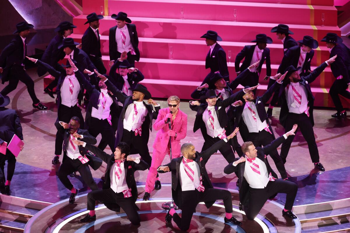 Ryan Gosling and male dancers perform "I'm Just Ken" at the 2024 Oscars