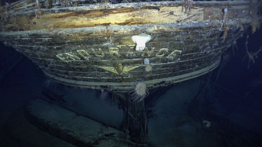 The stern of the wreck of Endurance, polar explorer's Ernest Shackleton's ship.