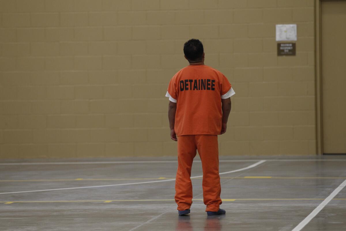 A detainee at the Otay Mesa Detention Center in San Diego.