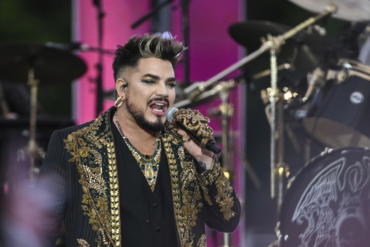 Adam Lambert performs at the Platinum Jubilee concert taking place in front of Buckingham Palace.