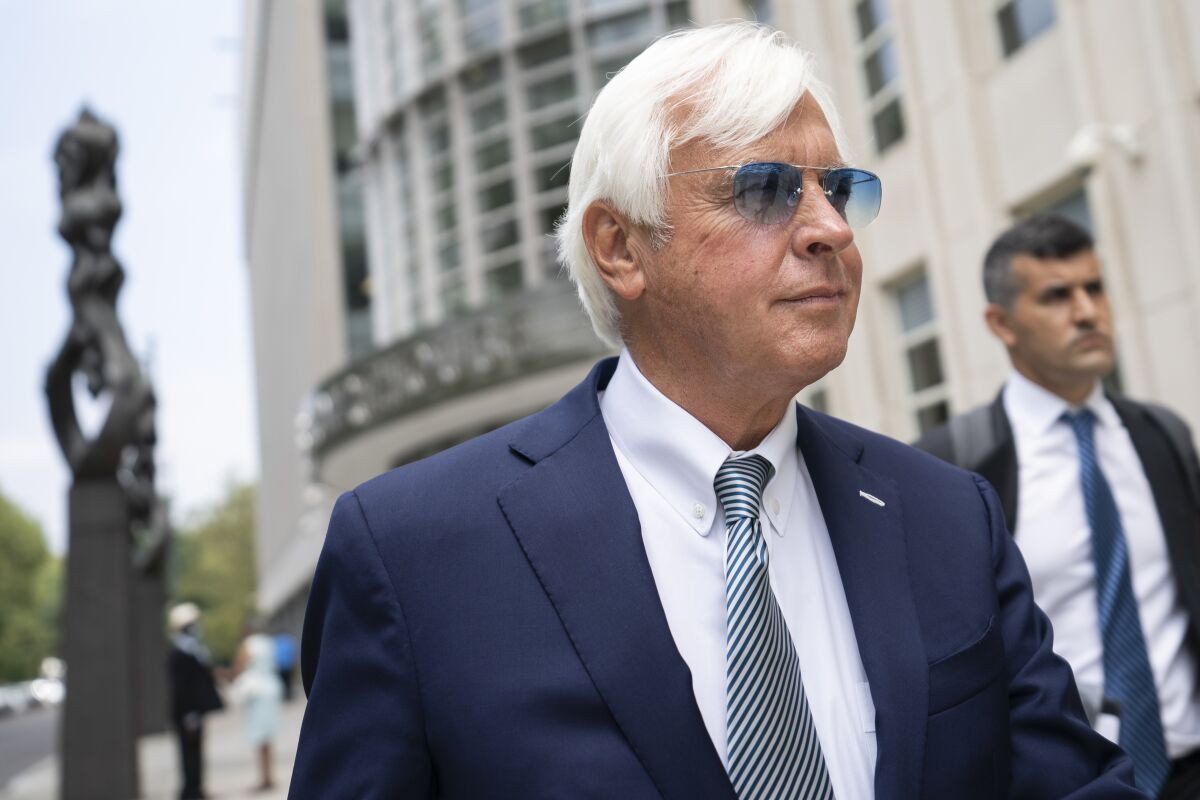 Horse trainer Bob Baffert leaves federal court, Monday, July 12, 2021, in the Brooklyn borough of New York.