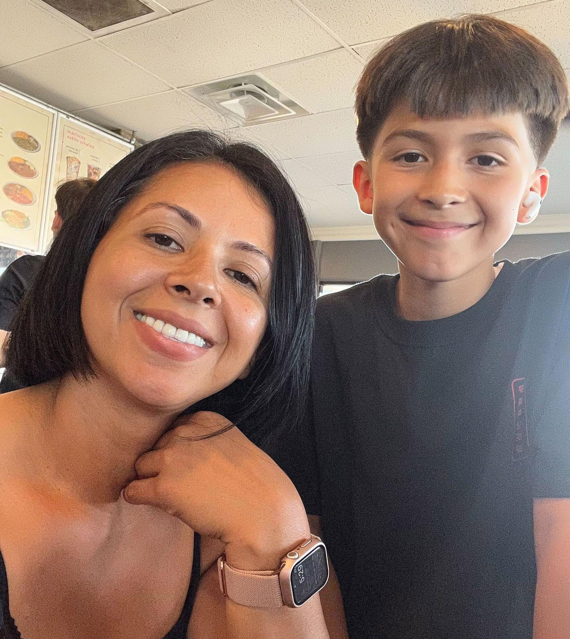 A picture of Iliana German and her 11-year-old son, Derek, who was killed in a head-on crash on March 30.