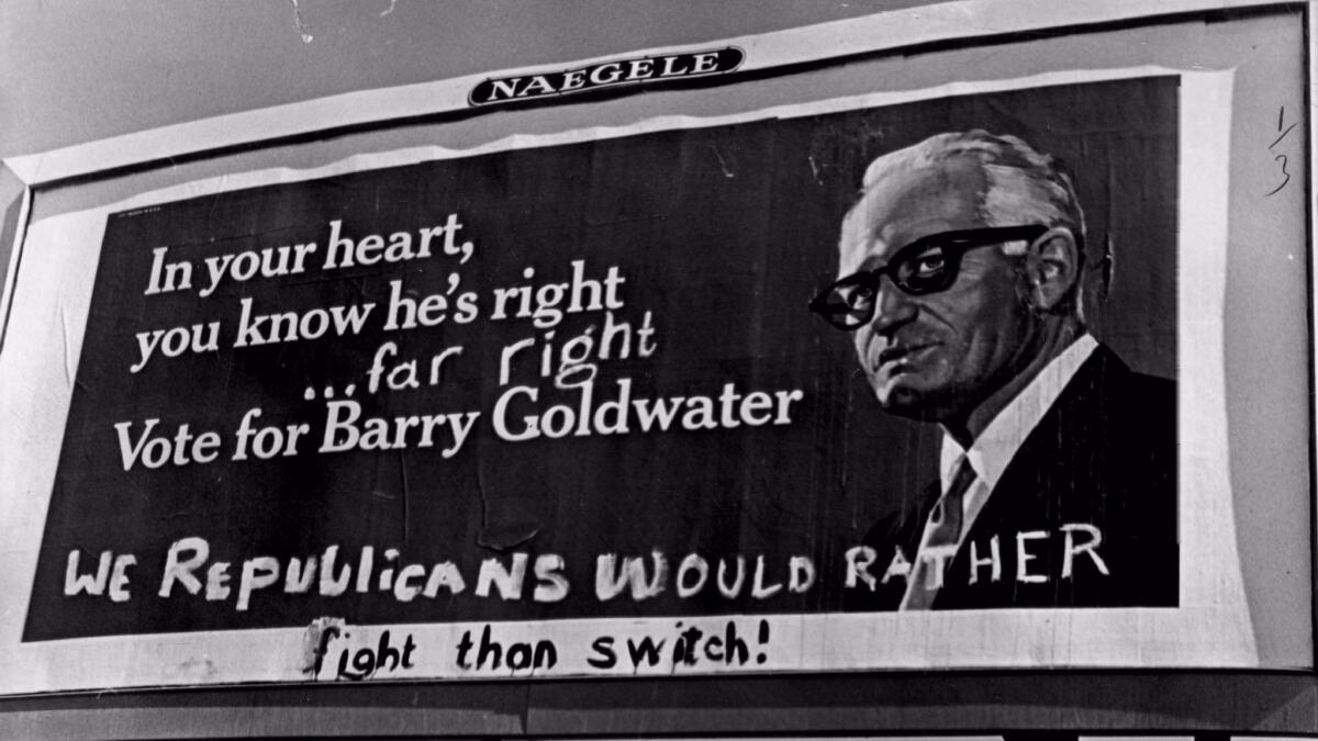 A billboard during the 1964 presidential campaign. (Duane Howell / Denver Post)