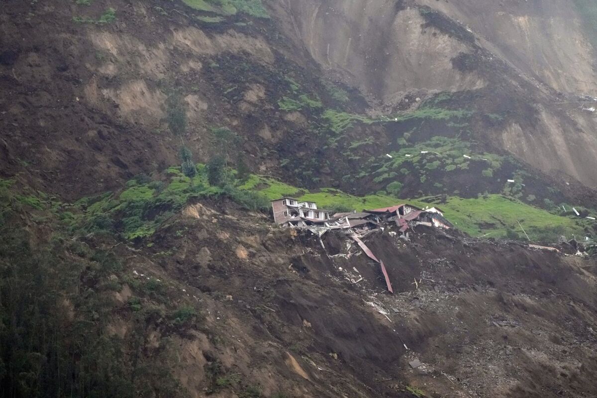 Homes destroyed by a landslide 