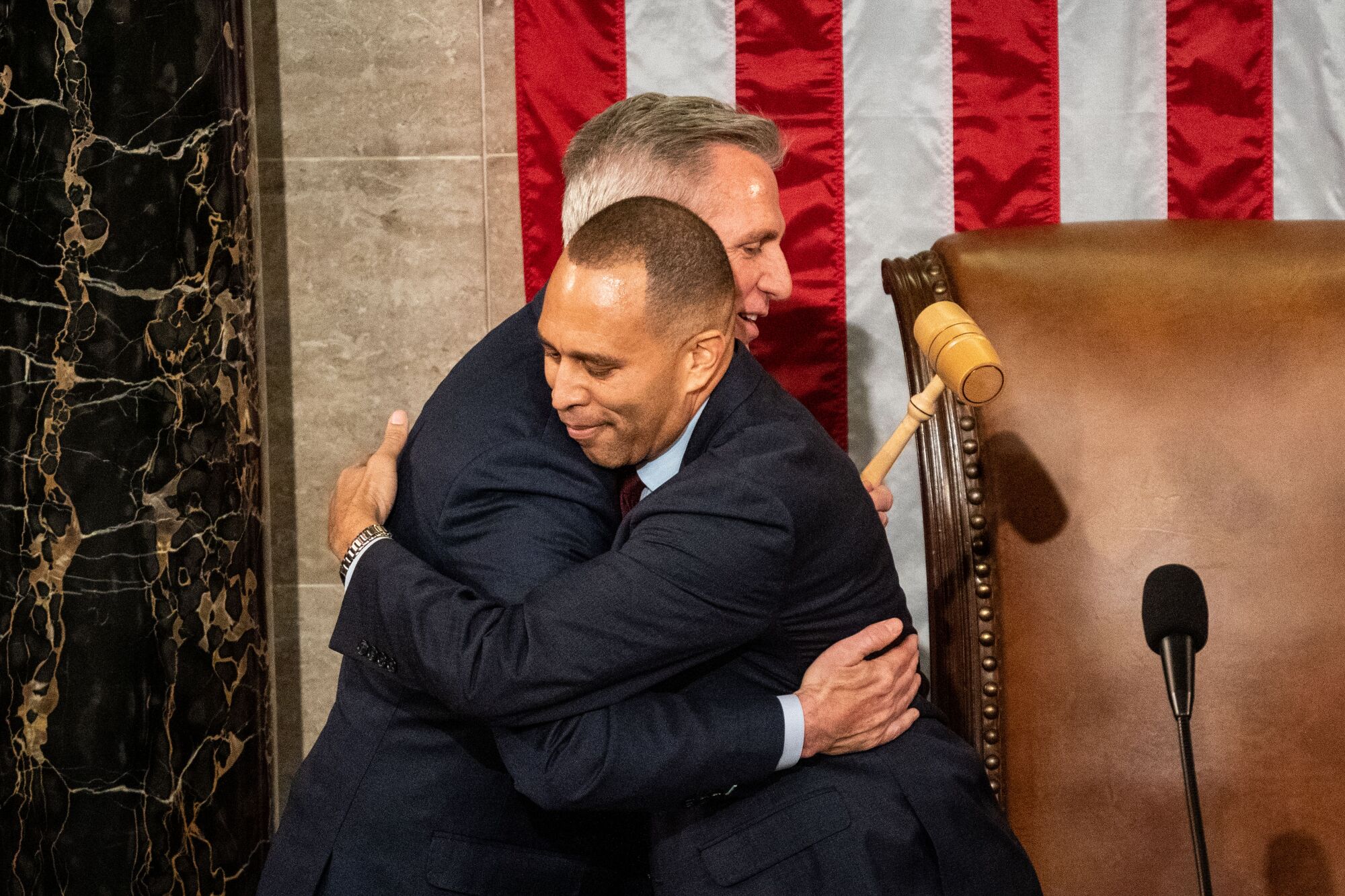 Kevin McCarthy and Hakeem Jeffries embrace 