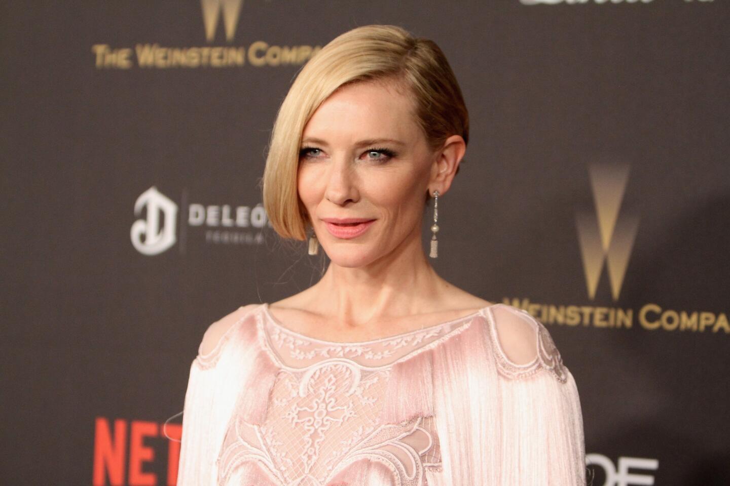 "Carol" actress Cate Blanchett attends the Weinstein Co. / Netflix after-party.