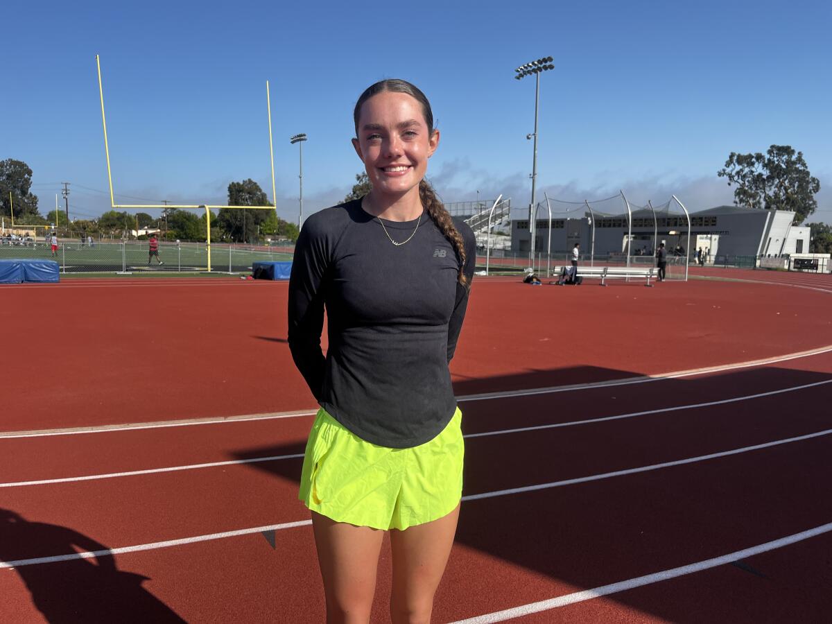 Ventura High track standout Sadie Engelhardt holds the national records for mile time among 14-and-15-year-olds.