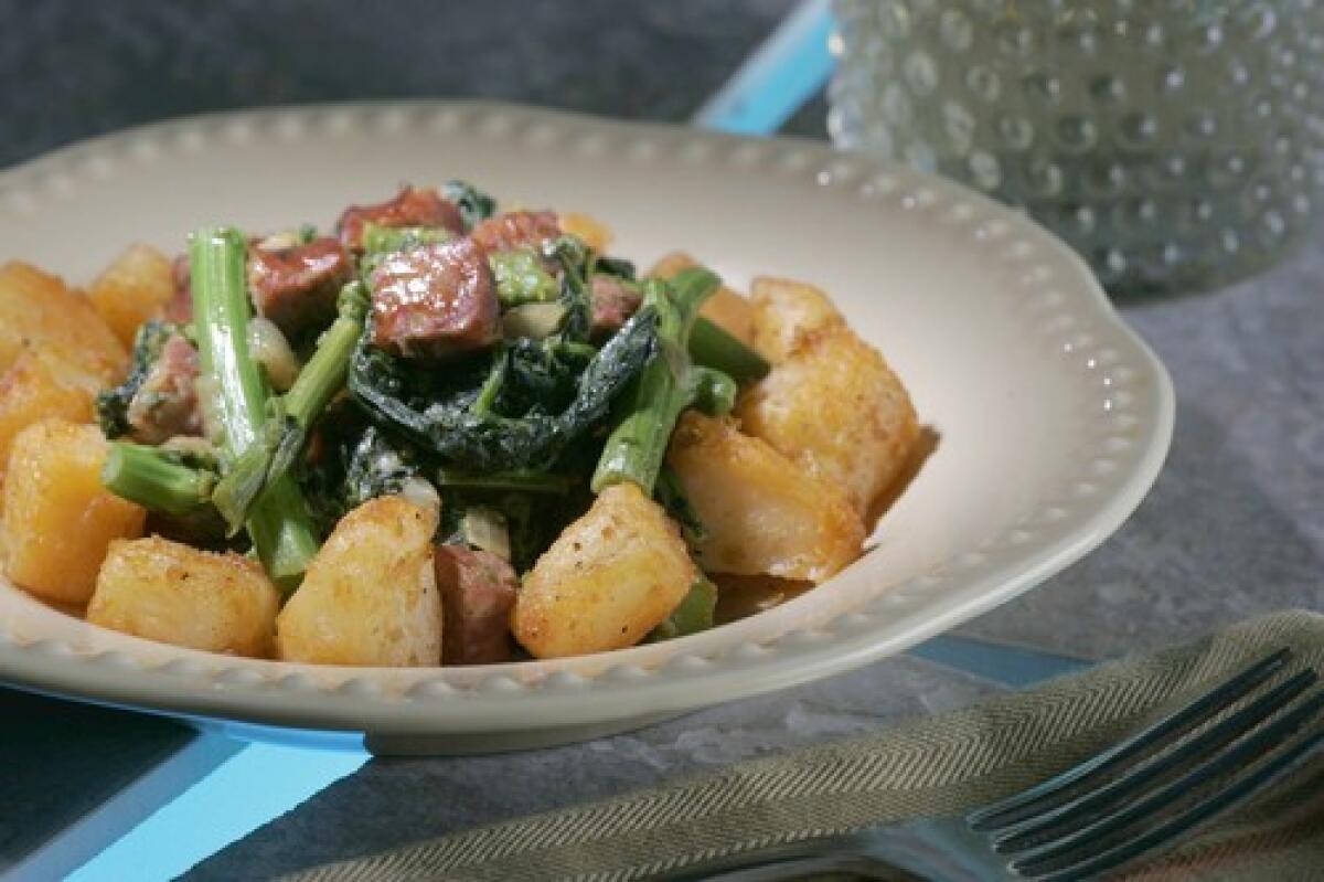 When rapini is paired with mild linguiça and roasted potatoes, the smoky. Portuguese sausage brings out the texture and complex flavor of the Italian green