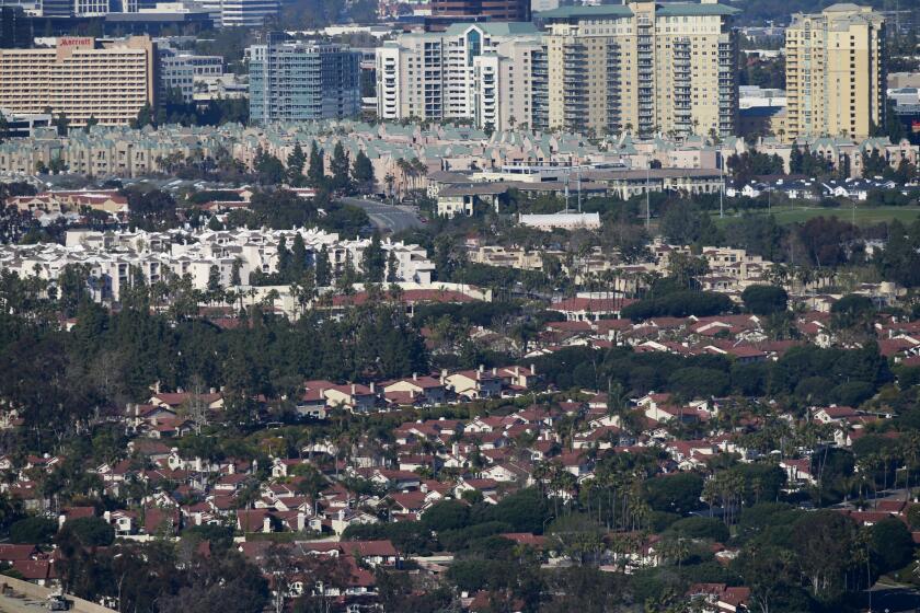 San Diego is among the toughest markets for first-time homebuyers. San Diego scored poorly in a new study from personal finance website Bankrate that looked at the 50 biggest metros in the United States and ranked cities for first-time homebuyers. Here, houses line the canyons in University City on March 18, 2019. (Photo by K.C. Alfred/San Diego Union-Tribune)