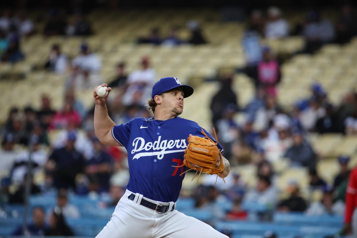 Dodgers starting pitcher Gavin Stone pitches during Monday's game. 