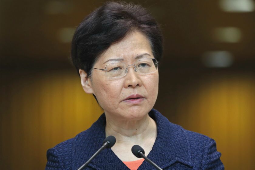 Hong Kong leader Carrie Lam fields questions during a news conference in Hong Kong on Aug. 20, 2019.