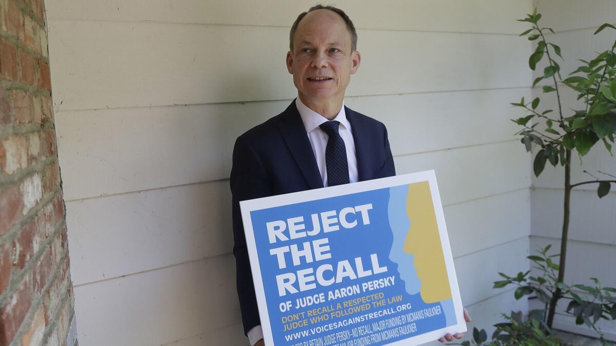 Judge Aaron Persky says he would handle the Brock Turner sexual assault case the same way today as he did almost two years ago.