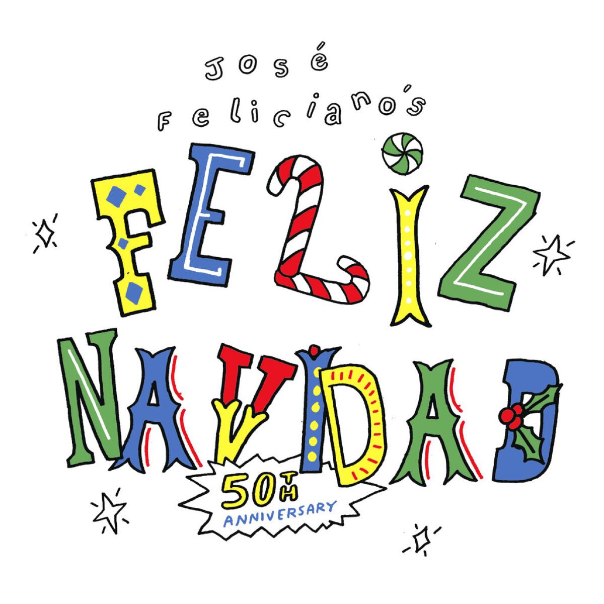 Esta imagen muestra el lanzamiento del 50 aniversario del single "Feliz Navidad" de José Feliciano. 